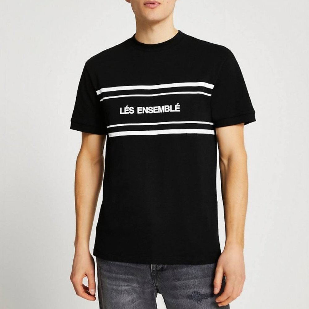 River Island Men's Lés Ensemble Slim Crew Neck Short Sleeve T-Shirt -L